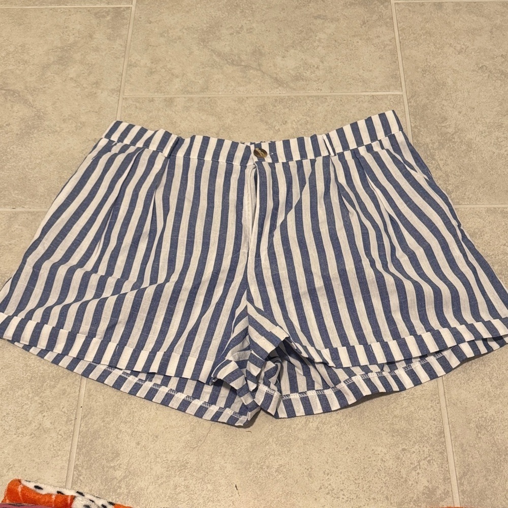 SHEIN Blue and White Striped Shorts